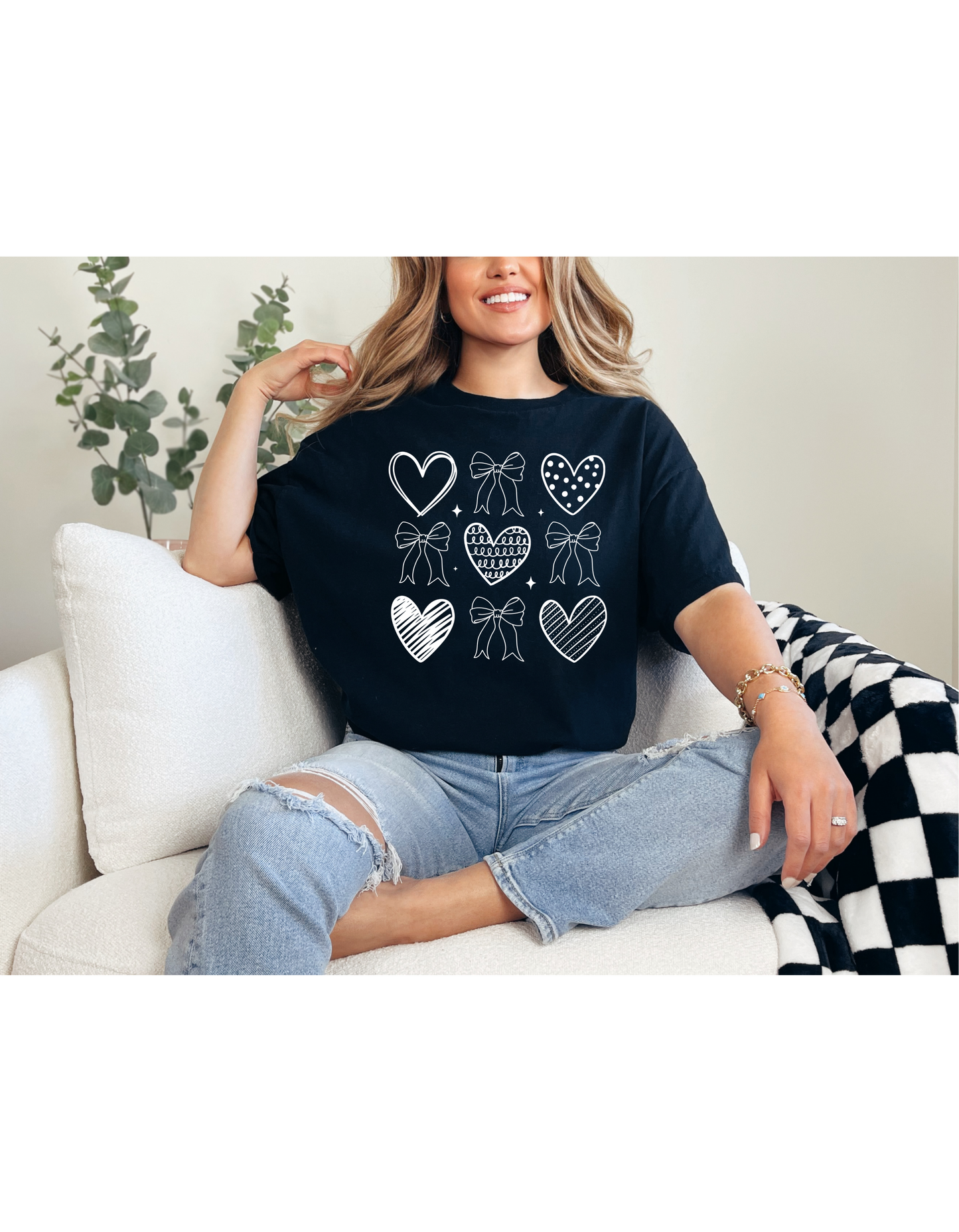 White Hearts Coquette Valentines Shirt