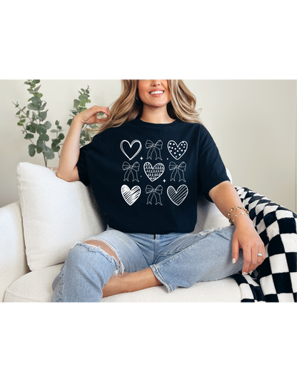 White Hearts Coquette Valentines Shirt