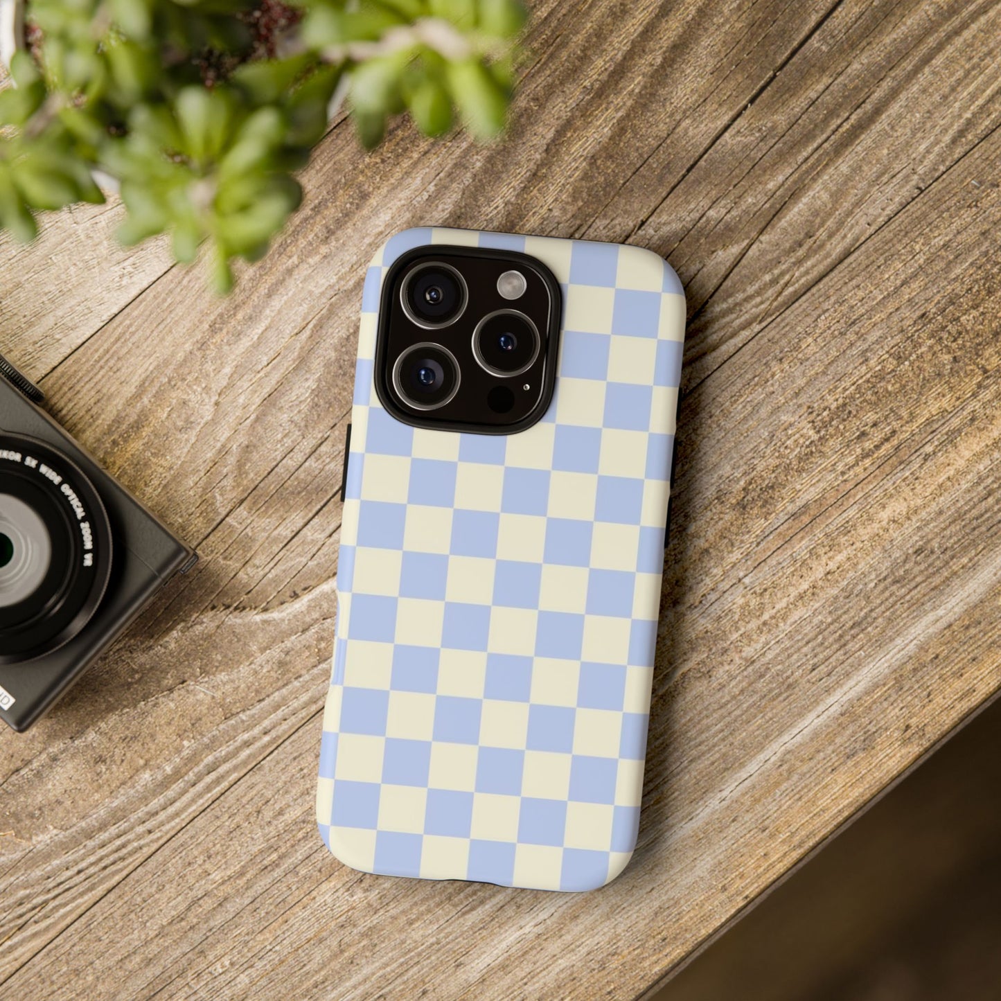 Blue Checkered Durable Tough Phone Case