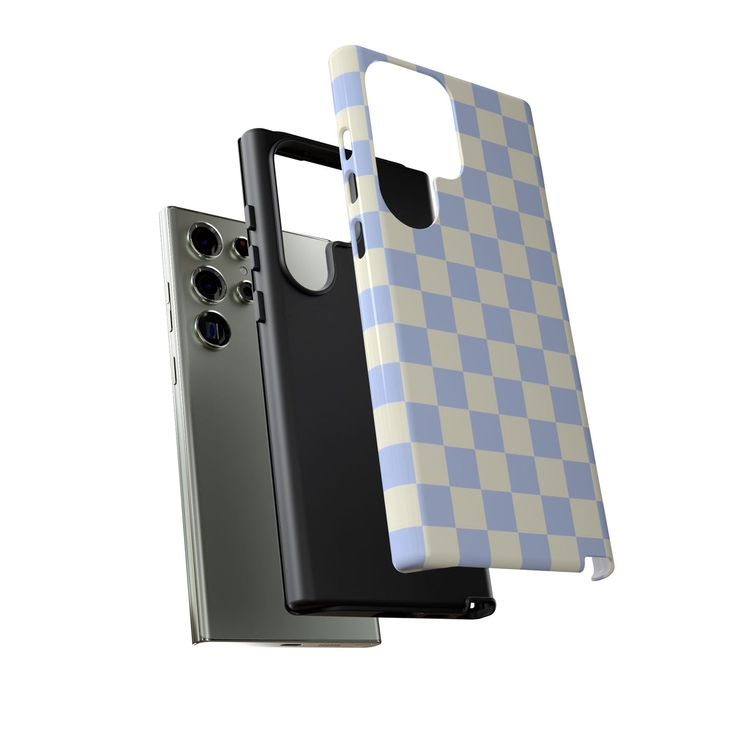 Blue Checkered Durable Tough Phone Case