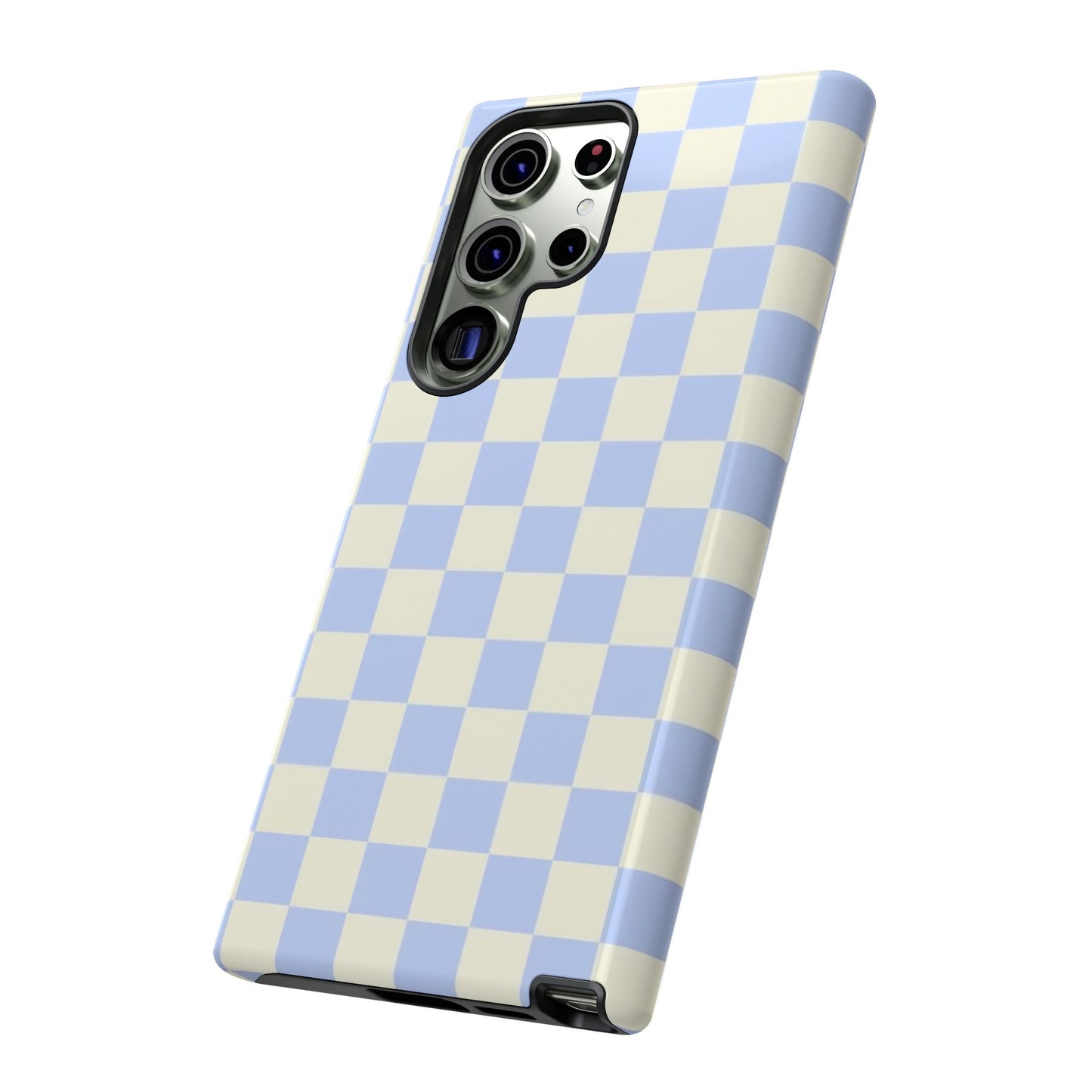 Blue Checkered Durable Tough Phone Case