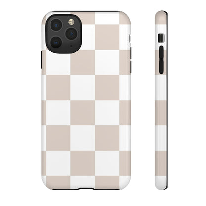 Beige Checkered Phone Case