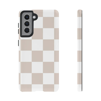 Beige Checkered Phone Case