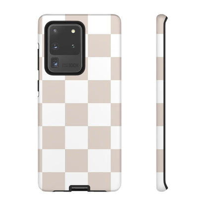 Beige Checkered Phone Case