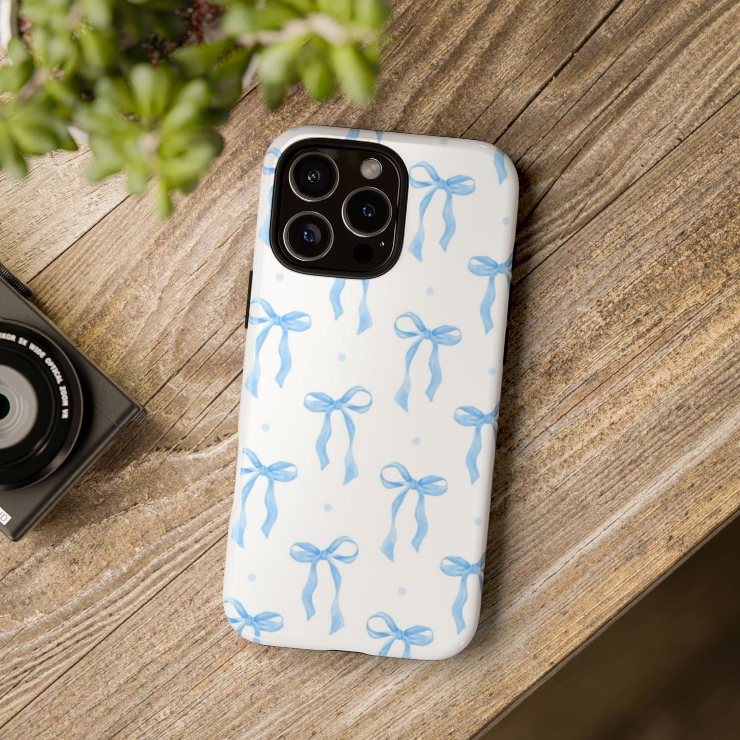 Blue Coquette Bow Phone Case