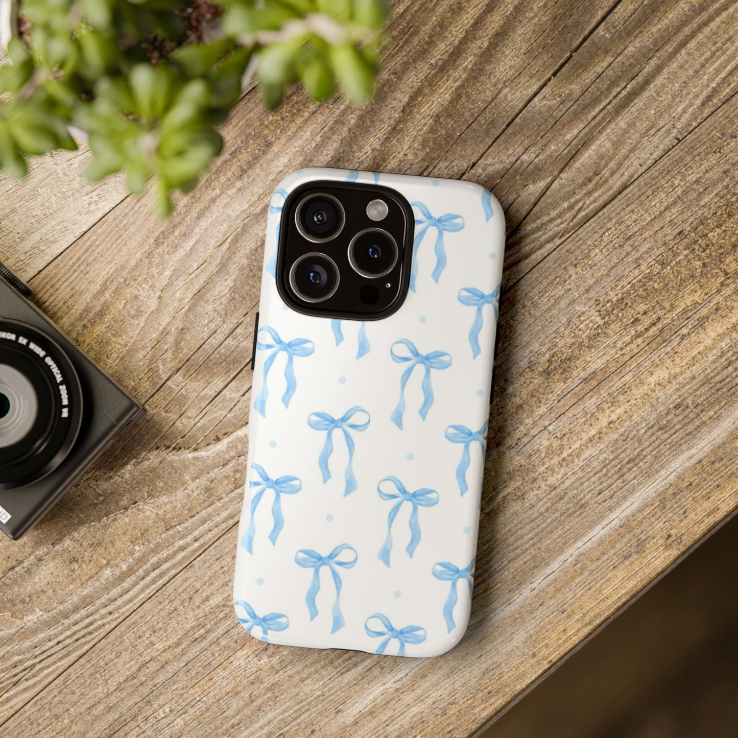 Blue Coquette Bow Phone Case