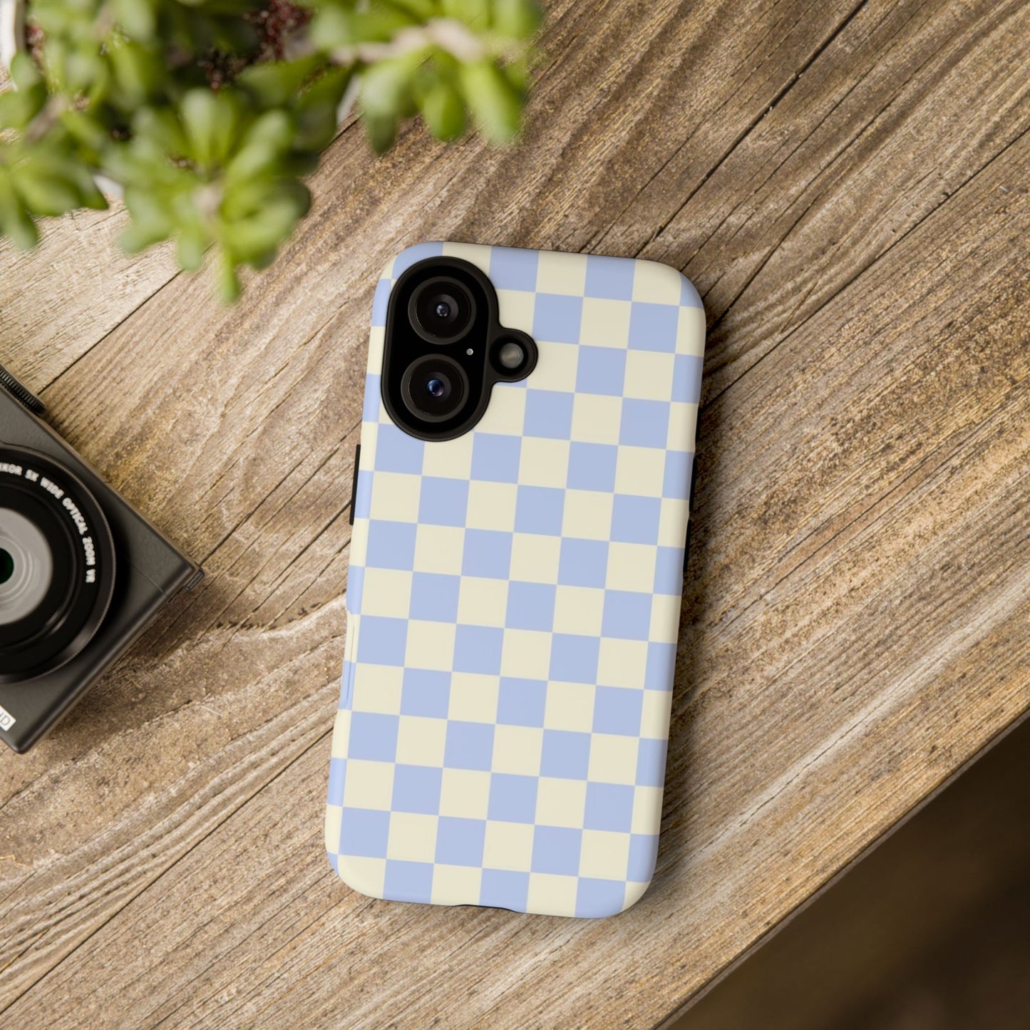 Blue Checkered Durable Tough Phone Case