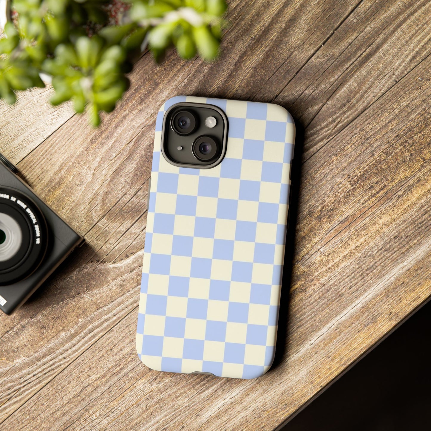 Blue Checkered Durable Tough Phone Case