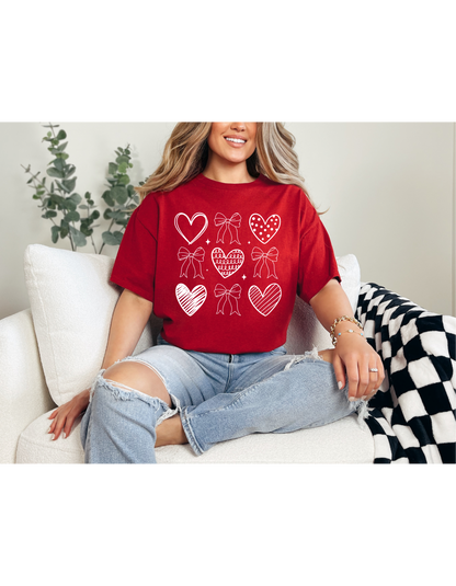 White Hearts Coquette Valentines Shirt