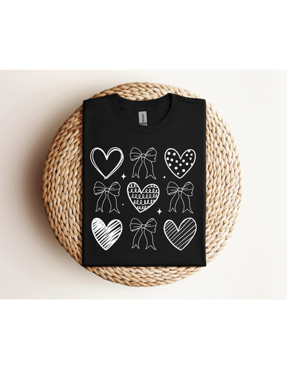 White Hearts Coquette Valentines Shirt
