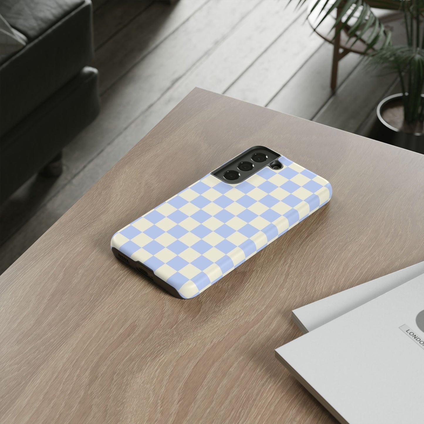 Blue Checkered Durable Tough Phone Case