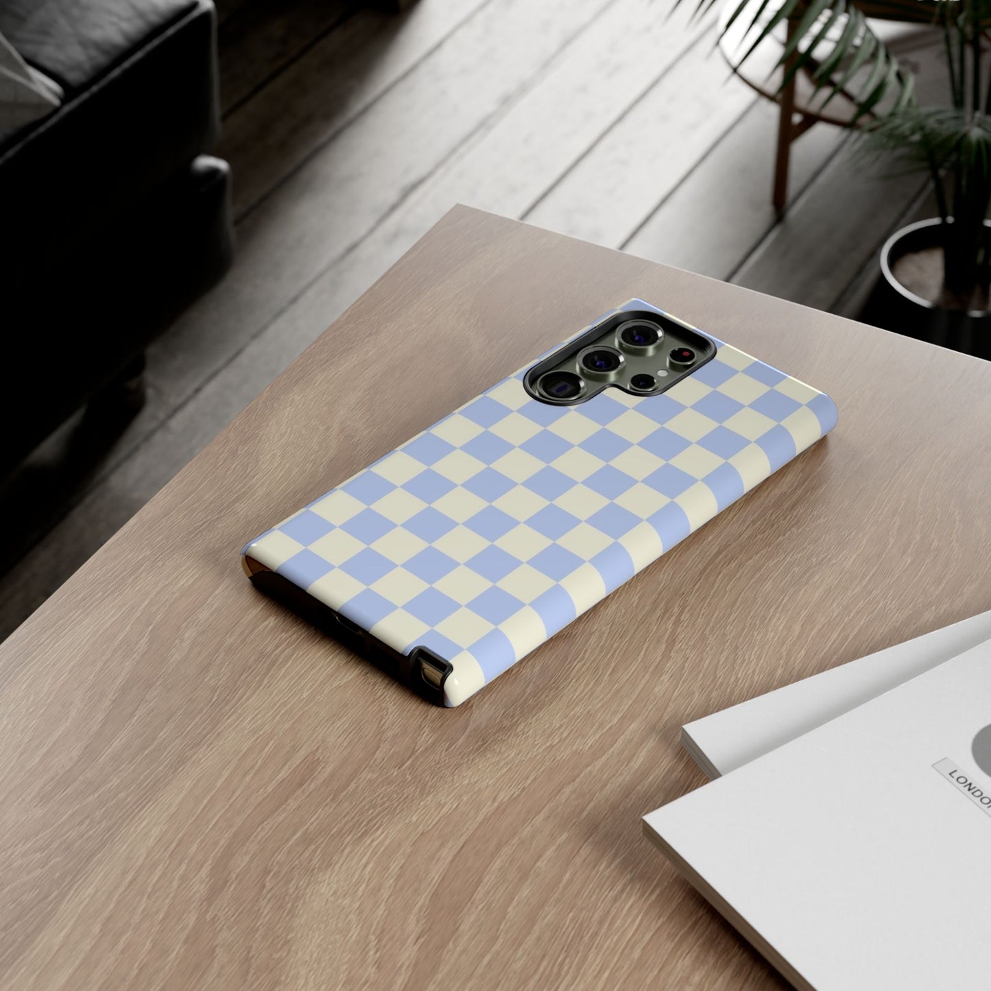 Blue Checkered Durable Tough Phone Case