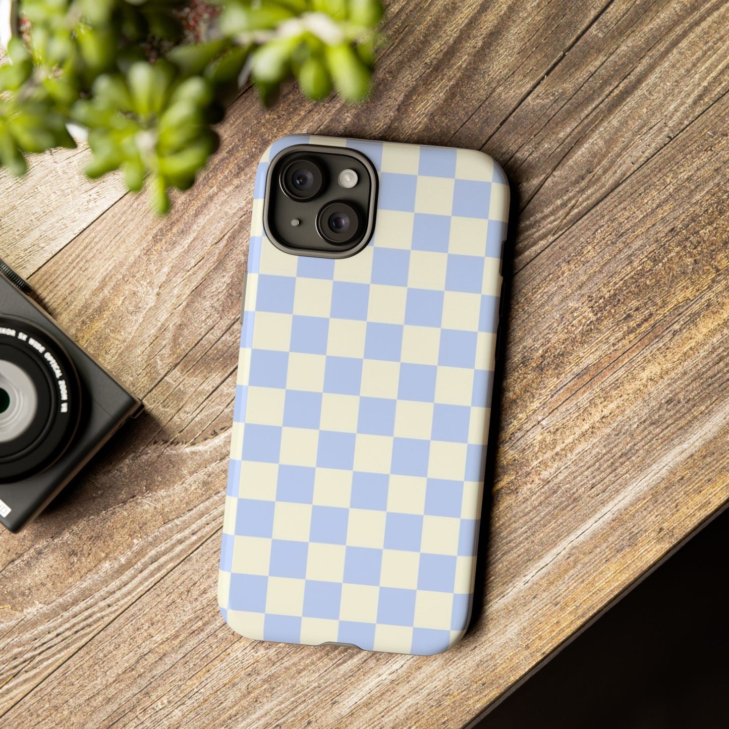Blue Checkered Durable Tough Phone Case