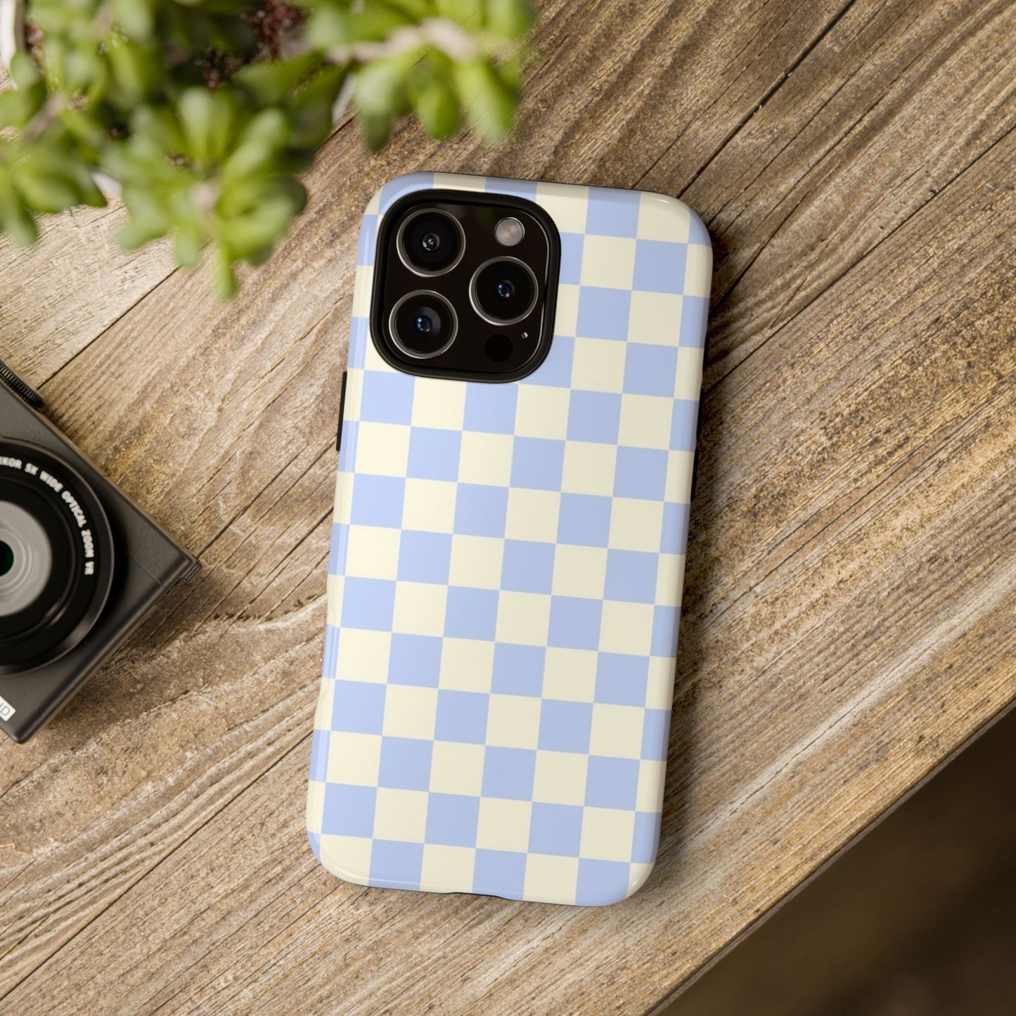 Blue Checkered Durable Tough Phone Case