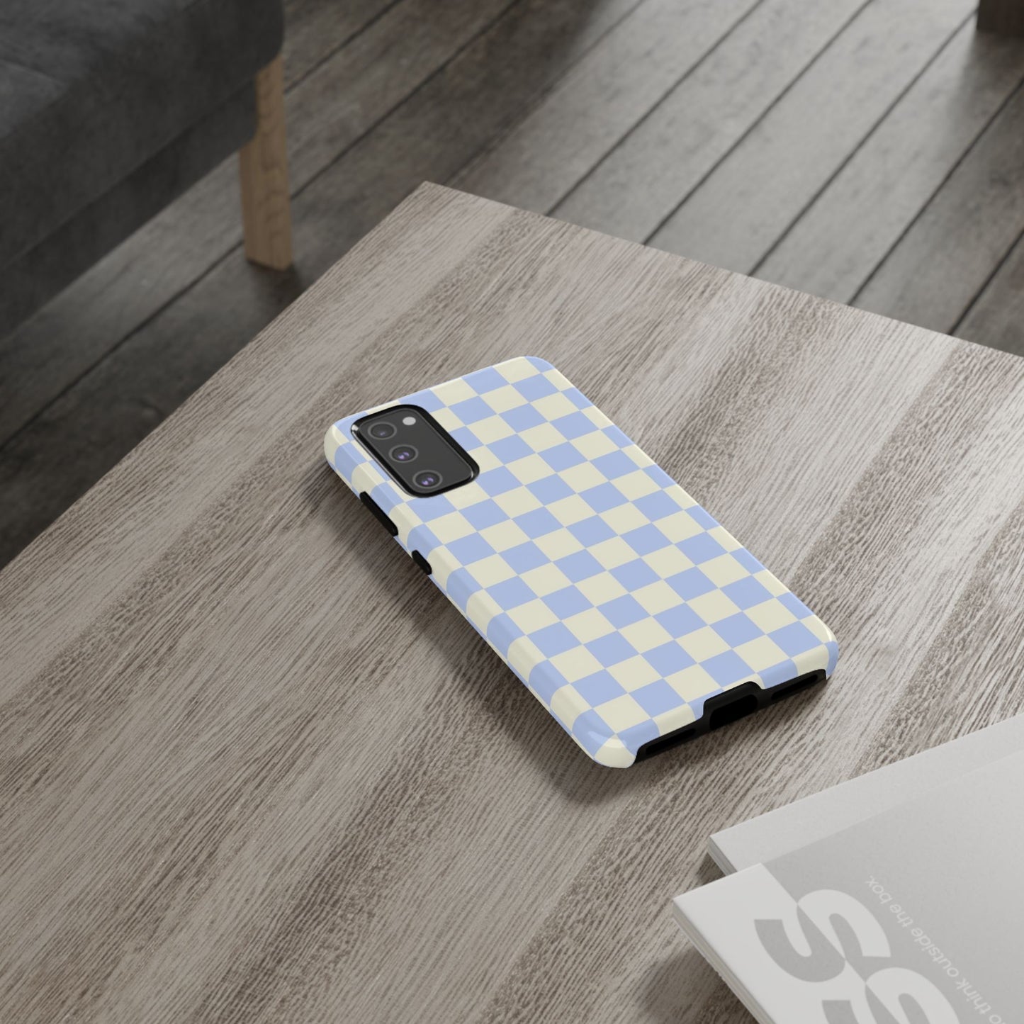 Blue Checkered Durable Tough Phone Case