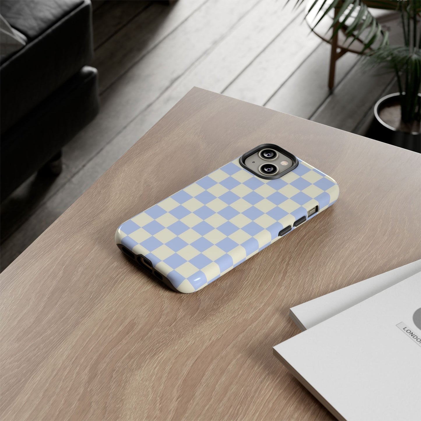 Blue Checkered Durable Tough Phone Case