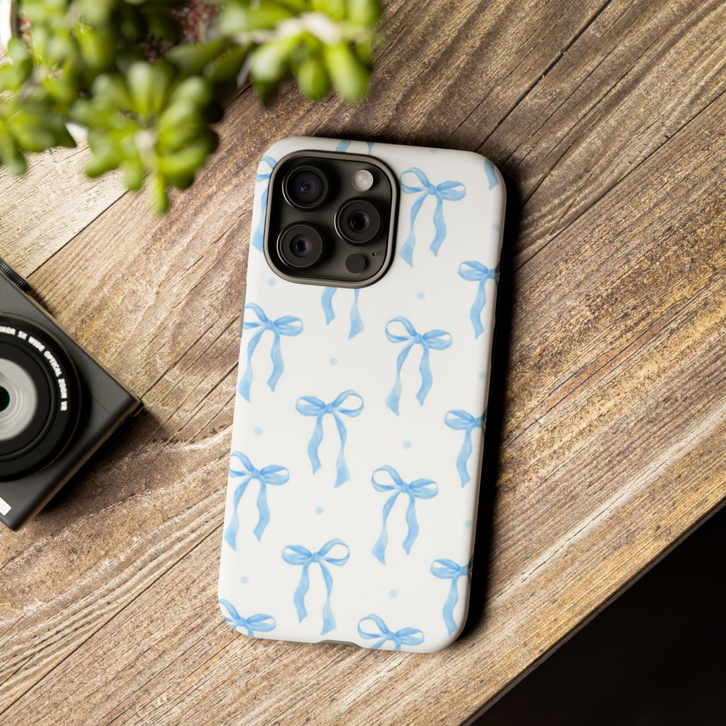 Blue Coquette Bow Phone Case