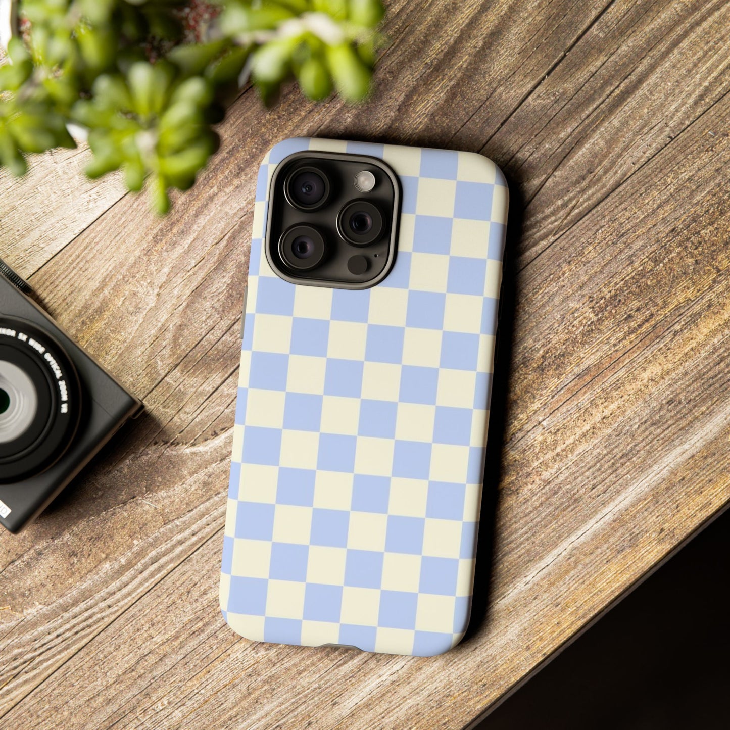Blue Checkered Durable Tough Phone Case