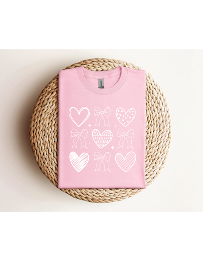 White Hearts Coquette Valentines Shirt