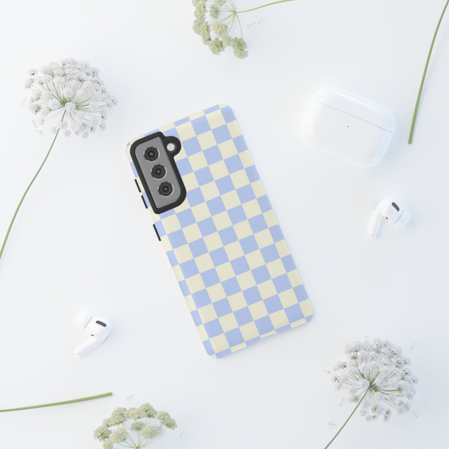 Blue Checkered Durable Tough Phone Case