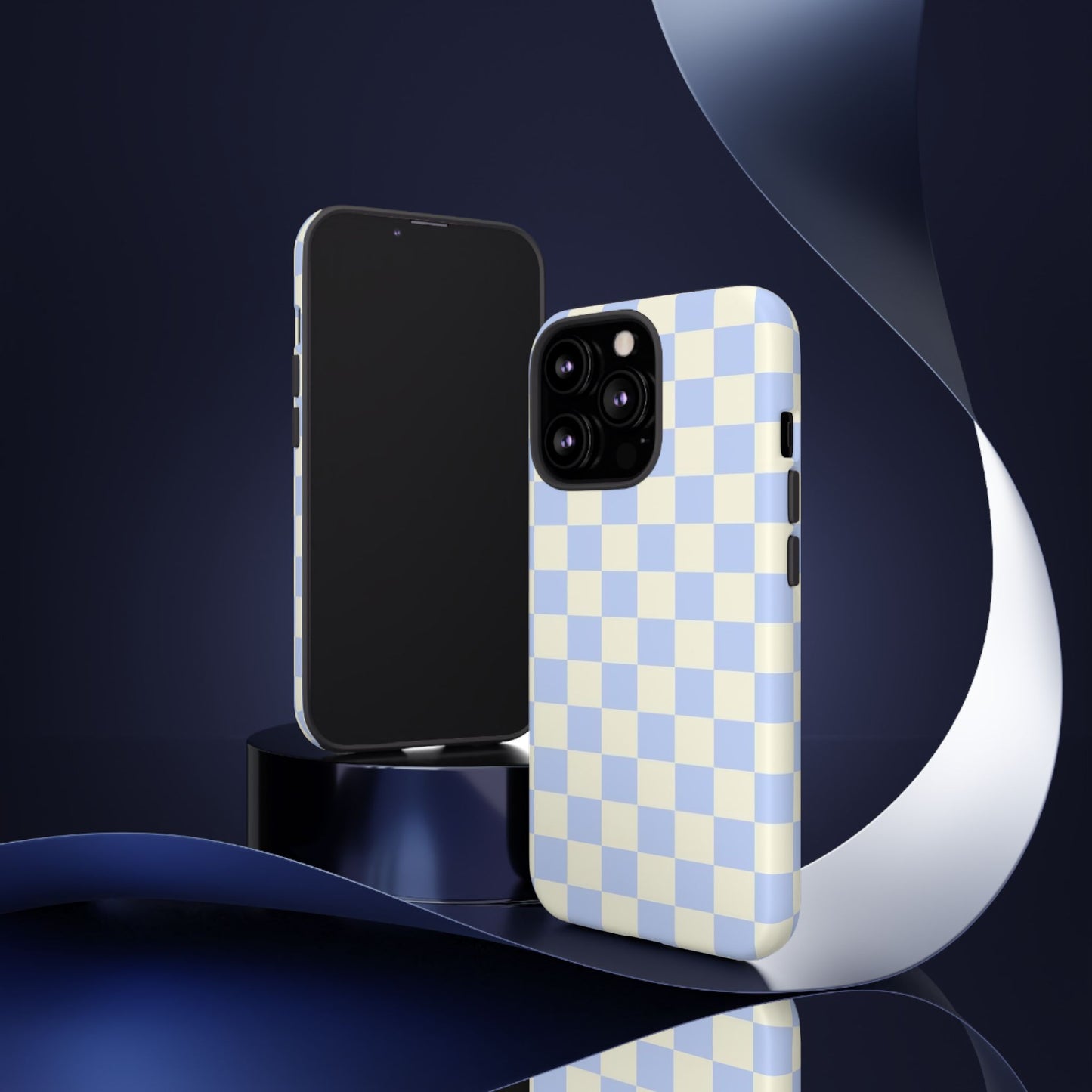Blue Checkered Durable Tough Phone Case