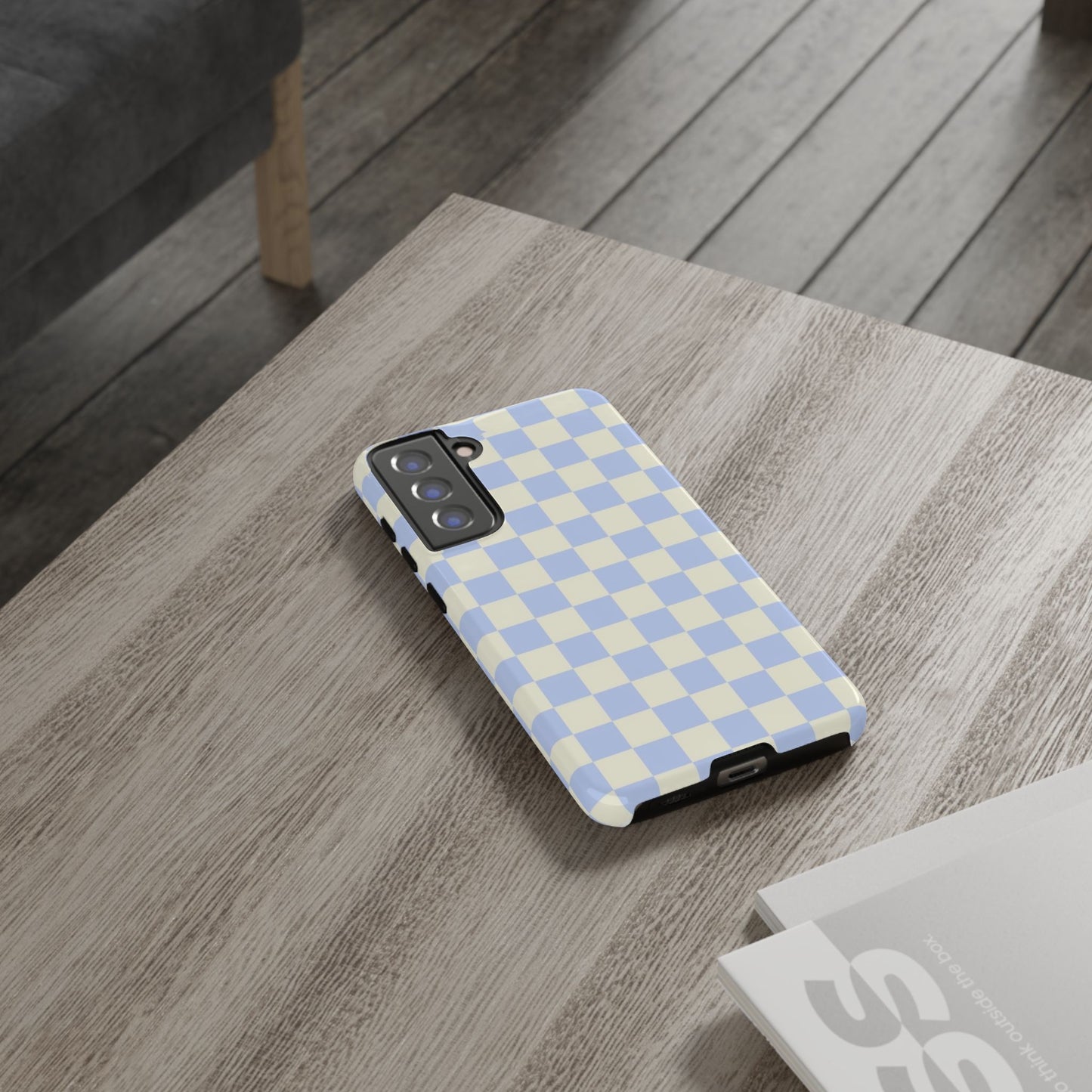 Blue Checkered Durable Tough Phone Case