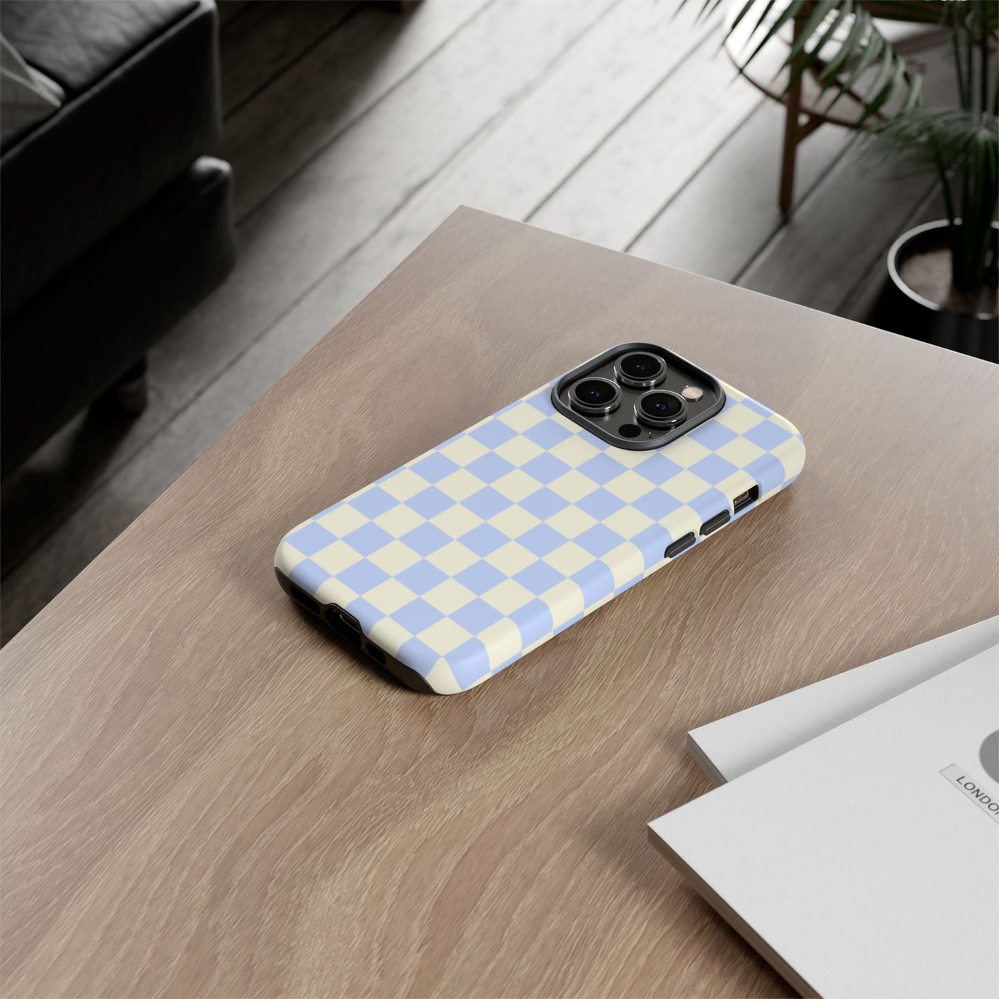 Blue Checkered Durable Tough Phone Case