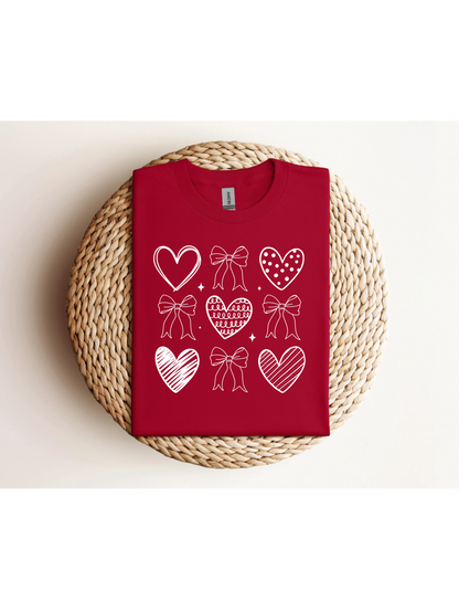 White Hearts Coquette Valentines Shirt