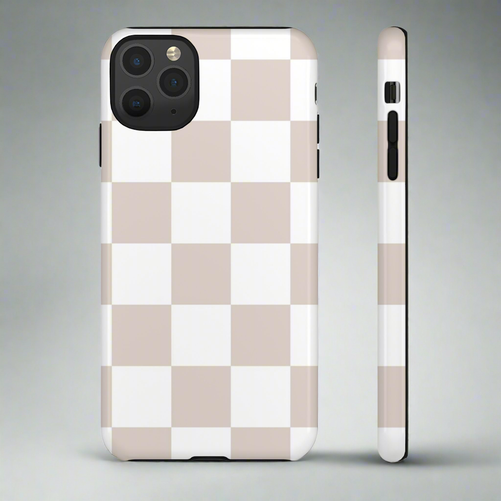 Beige Checkered Phone Case