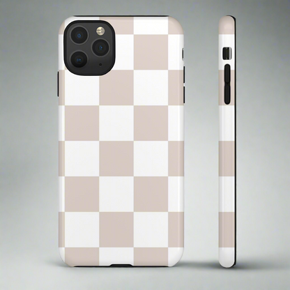 Beige Checkered Phone Case
